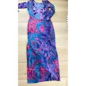 Asa Kaftan  Size XL TIE DYE DRESS GREEN BURGUNDY OPEN BACK